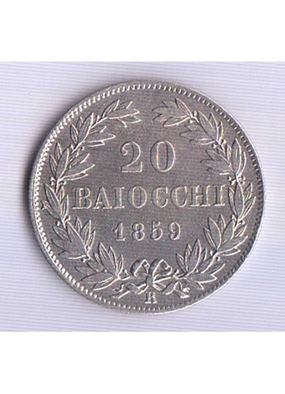 1859 - 20 Baiocchi Doppio Giulio 2 Tipo Ag. Spl